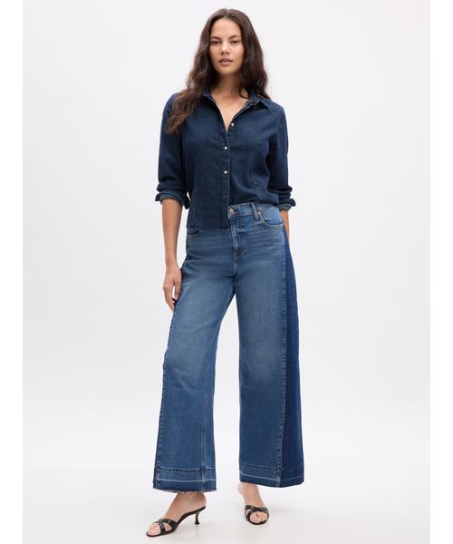 GAP（ギャップ）の「ウォッシュウェル ハイライズ ストライド ワイドデニム（デニムパンツ・レディース・インディゴブルー・25/29/30/26/24/28/23/27）」の4枚目の写真