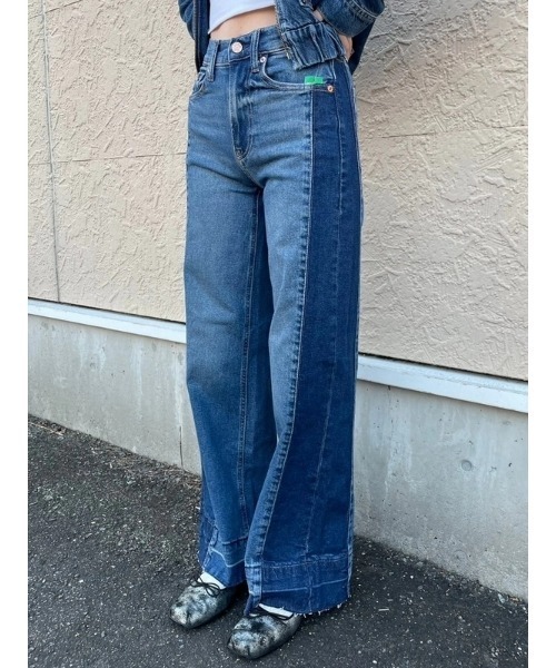 GAP（ギャップ）の「ウォッシュウェル ハイライズ ストライド ワイドデニム（デニムパンツ・レディース・インディゴブルー・25/29/30/26/24/28/23/27）」の14枚目の写真