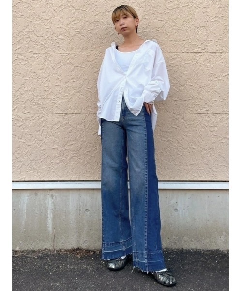 GAP（ギャップ）の「ウォッシュウェル ハイライズ ストライド ワイドデニム（デニムパンツ・レディース・インディゴブルー・25/29/30/26/24/28/23/27）」の15枚目の写真