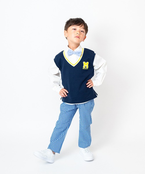 Moujonjon(ムージョンジョン)の「のびのびツイルチェック柄長パンツ(その他パンツ・キッズ・ブルー・90/120/140/130/110/100)」の4枚目の写真