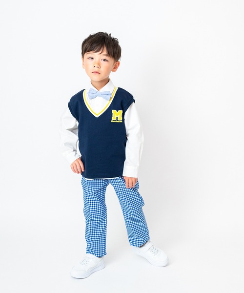 Moujonjon(ムージョンジョン)の「のびのびツイルチェック柄長パンツ(その他パンツ・キッズ・ブルー・90/120/140/130/110/100)」の5枚目の写真