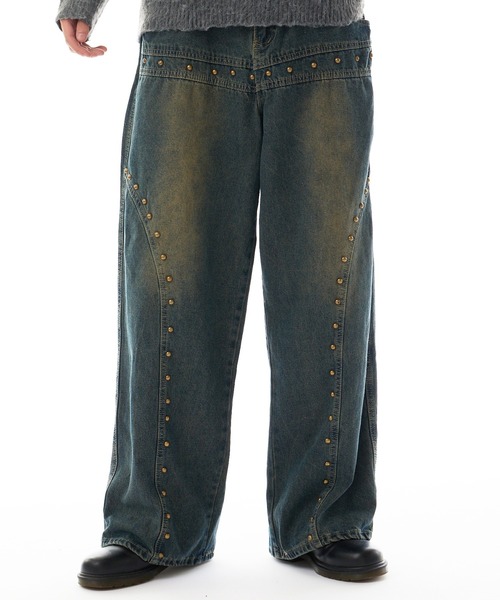 adidem asterisks スタッズ ブラックデニムパンツ 超美品 adidem asterisks スタッズ ブラックデニムパンツ 超美品