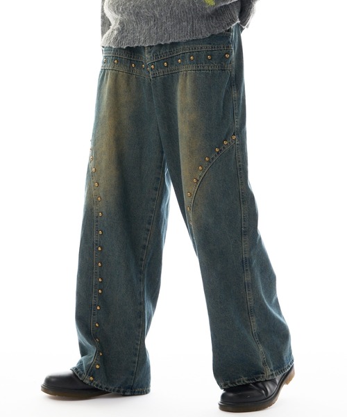 studs denim pant / スタッズ デニムパンツ ワイドストレート