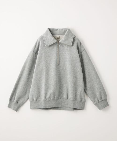 green label relaxing(グリーンレーベルリラクシング)の「裏毛 ハーフジップ プルオーバー スウェット(スウェット・レディース・モカ/オフホワイト/グレー・FREE)」の2枚目の写真
