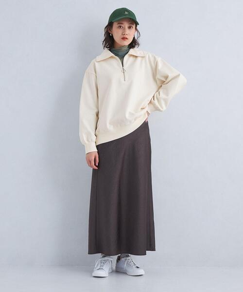 green label relaxing(グリーンレーベルリラクシング)の「裏毛 ハーフジップ プルオーバー スウェット(スウェット・レディース・モカ/オフホワイト/グレー・FREE)」の14枚目の写真