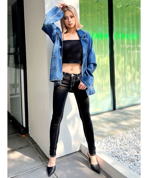 GYDA(ジェイダ)の「ワンウォッシュスキニーパンツ(デニムパンツ・レディース・ブラック・X-SMALL/SMALL/MEDIUM/LARGE/XX-SMALL)」の5枚目の写真