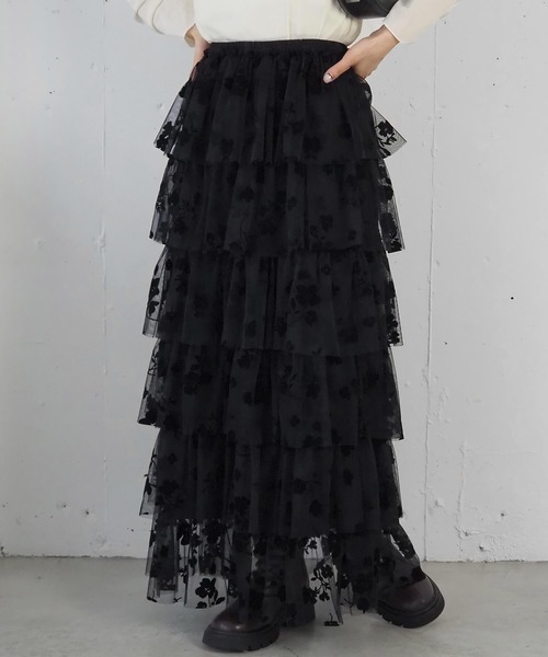 セール】チュール段々ティアードスカート（スカート）｜tiptop