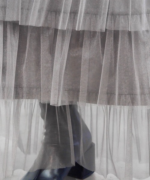 tiptop(ティップトップ)の「チュール段々ティアードスカート(スカート・レディース・チャコールグレー/アイボリー/ブラック/ホワイト系その他/ブラック系その他・FREE)」の21枚目の写真