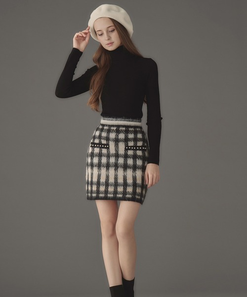 emiriawiz(エミリアウィズ)の「Cotton cloud check knit skirt(スカート・レディース・ホワイト/マルチ・SMALL/MEDIUM)」の1枚目の写真