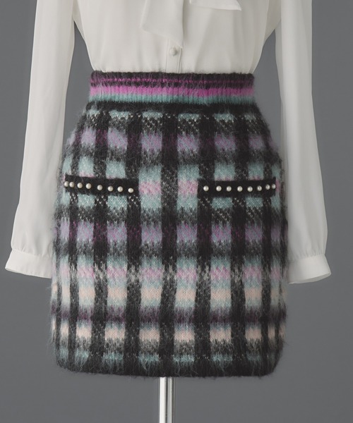 emiriawiz(エミリアウィズ)の「Cotton cloud check knit skirt(スカート・レディース・ホワイト/マルチ・SMALL/MEDIUM)」の3枚目の写真