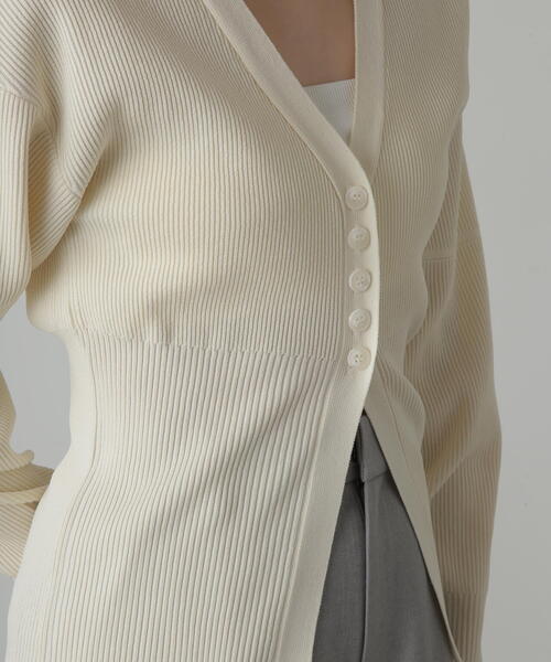 FREE'S MART（フリーズマート）の「◆ウエストシェイプリブニットカーディガン（カーディガン/ボレロ・レディース・ホワイト/ピンク/ライトグリーン/ブラック・FREE）」の7枚目の写真