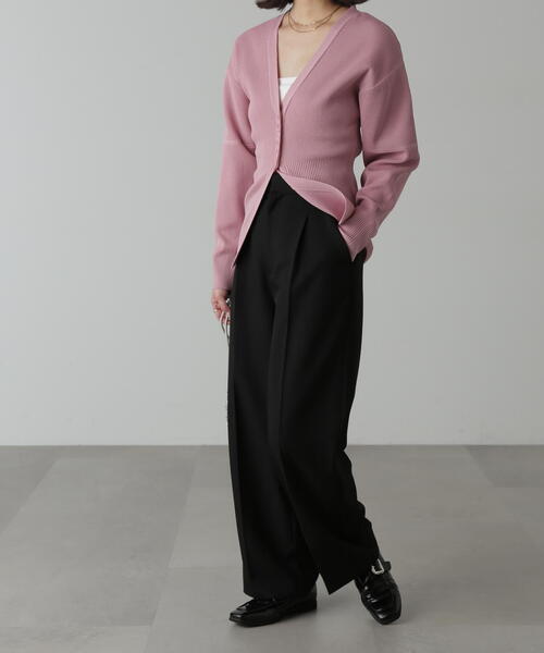 FREE'S MART（フリーズマート）の「◆ウエストシェイプリブニットカーディガン（カーディガン/ボレロ・レディース・ホワイト/ピンク/ライトグリーン/ブラック・FREE）」の13枚目の写真