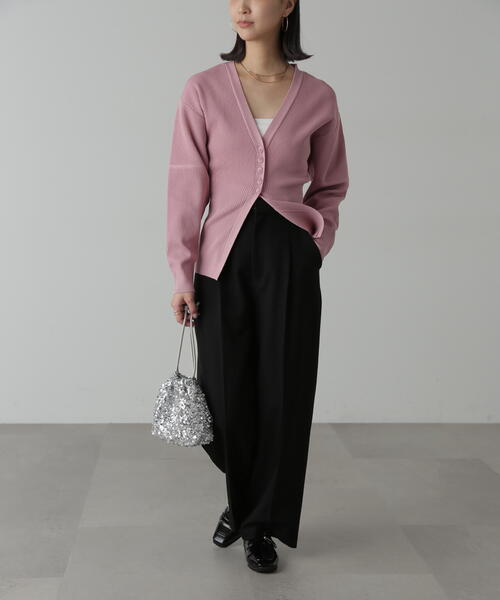 FREE'S MART（フリーズマート）の「◆ウエストシェイプリブニットカーディガン（カーディガン/ボレロ・レディース・ホワイト/ピンク/ライトグリーン/ブラック・FREE）」の14枚目の写真