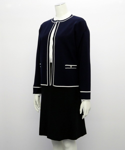 TOKYO SHIRTS(トウキョウシャツ)の「配色ニットジャケット レディース(カーディガン/ボレロ・レディース・ブラック/ネイビー・L/M)」の8枚目の写真