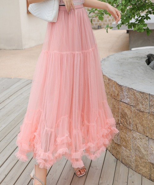 deux amour（ドゥーザムール）の「すそフリフリボリュームチュールスカート（スカート・レディース・ブラック/アイボリー/パープル/ピンク・FREE）」の21枚目の写真