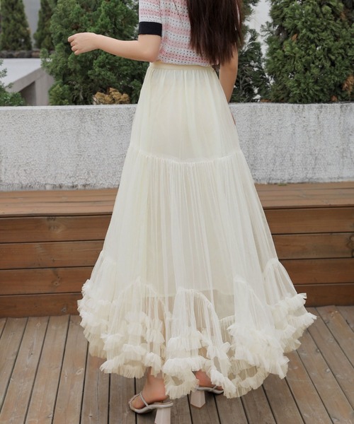 deux amour（ドゥーザムール）の「すそフリフリボリュームチュールスカート（スカート・レディース・ブラック/アイボリー/パープル/ピンク・FREE）」の11枚目の写真