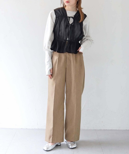 CLEIO(クレイオ)の「【CLEIO】リボンギャザーシアーミニベスト/RIBBON GATHERED SHEER MINI VEST/940-11643(シャツ/ブラウス・レディース・ブラック/アイボリー/サックスブルー/グレイッシュベージュ・FREE)」の7枚目の写真