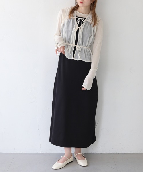 CLEIO(クレイオ)の「【CLEIO】リボンギャザーシアーミニベスト/RIBBON GATHERED SHEER MINI VEST/940-11643(シャツ/ブラウス・レディース・ブラック/アイボリー/サックスブルー/グレイッシュベージュ・FREE)」の22枚目の写真