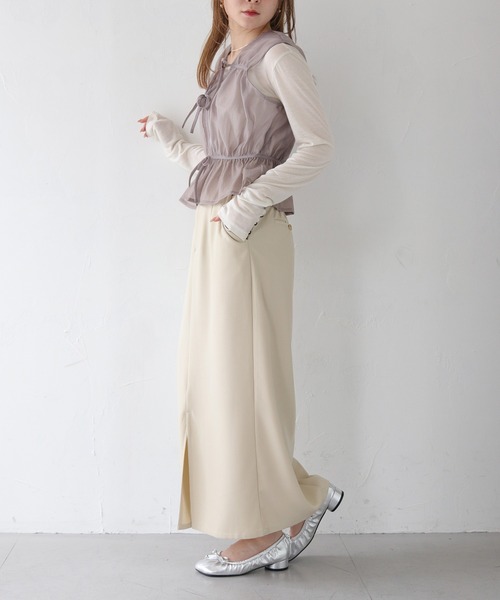 CLEIO(クレイオ)の「【CLEIO】リボンギャザーシアーミニベスト/RIBBON GATHERED SHEER MINI VEST/940-11643(シャツ/ブラウス・レディース・ブラック/アイボリー/サックスブルー/グレイッシュベージュ・FREE)」の15枚目の写真