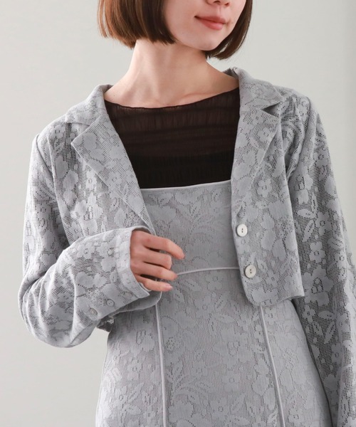 archives（アルシーヴ）の「レースショートシャツジャケット（テーラードジャケット・レディース・ブラック/オフホワイト/ブルー・MEDIUM）」の16枚目の写真