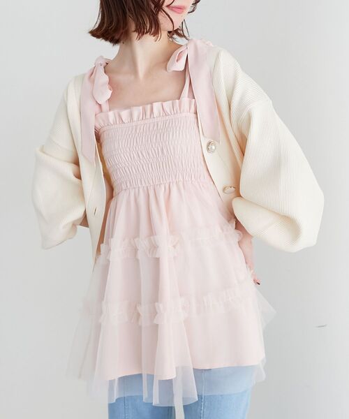MAJESTIC LEGON(マジェスティックレゴン)の「ビジューボタンカーディガン(カーディガン/ボレロ・レディース・アイボリー/グリーン/ピンク/ブルー・MEDIUM)」の18枚目の写真