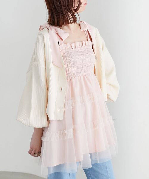 MAJESTIC LEGON(マジェスティックレゴン)の「ビジューボタンカーディガン(カーディガン/ボレロ・レディース・アイボリー/グリーン/ピンク/ブルー・MEDIUM)」の20枚目の写真