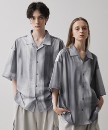 【CLEL】2Way Multi Pattern Drape Short Sleeve Shirt/2way 花柄 アブストラクト柄ドレープ半袖シャツ