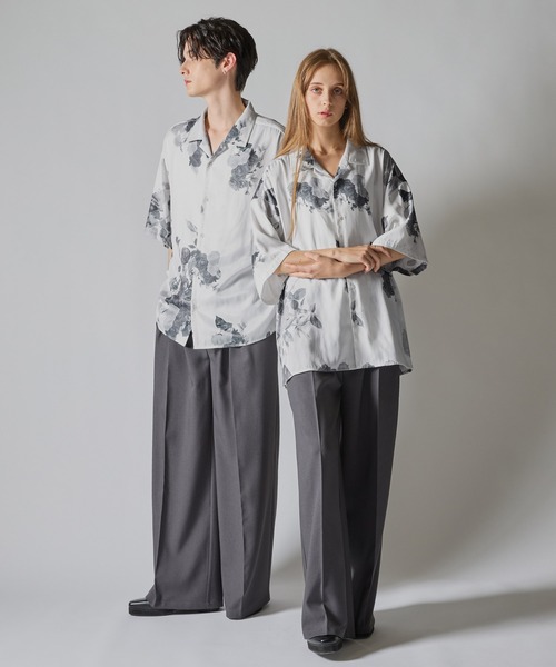 CLEL】2Way Multi Pattern Drape Short Sleeve Shirt/2way 花柄