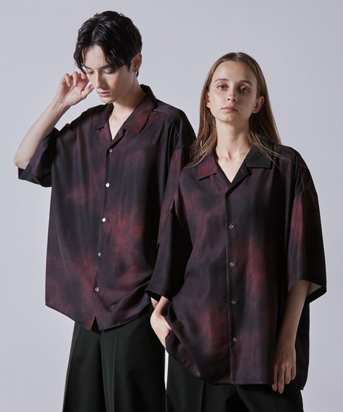 MM6◆半袖シャツ/38/パープル/花柄/S32DL0196 CLEL】2Way Multi Pattern Drape Short Sleeve Shirt/2way 花柄