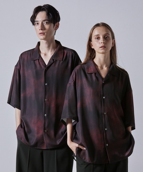 CLEL】2Way Multi Pattern Drape Short Sleeve Shirt/2way 花柄