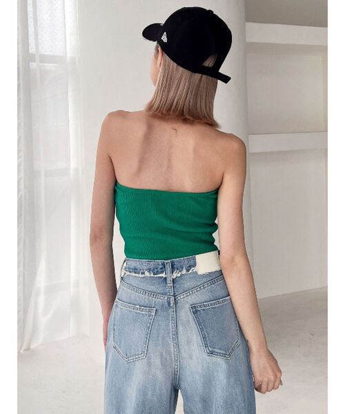 GYDA（ジェイダ）の「リブベアビスチェ（チューブトップ・レディース・オフホワイト/ブラック/グリーン/シルバー・FREE）」の22枚目の写真