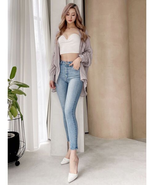 GYDA（ジェイダ）の「リブベアビスチェ（チューブトップ・レディース・オフホワイト/ブラック/グリーン/シルバー・FREE）」の18枚目の写真