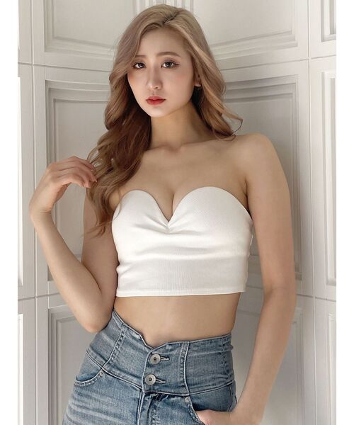 GYDA（ジェイダ）の「リブベアビスチェ（チューブトップ・レディース・オフホワイト/ブラック/グリーン/シルバー・FREE）」の21枚目の写真