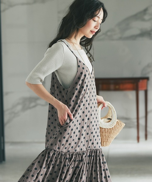 【La boutique BonBon】ドットジャガードキャミワンピース La boutique BonBon（ラブティックボンボン）の「ドット