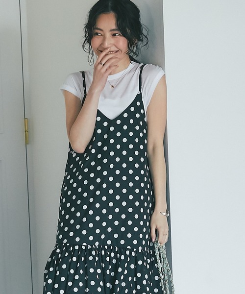 【La boutique BonBon】ドットジャガードキャミワンピース La boutique BonBon（ラブティックボンボン）の「ドット