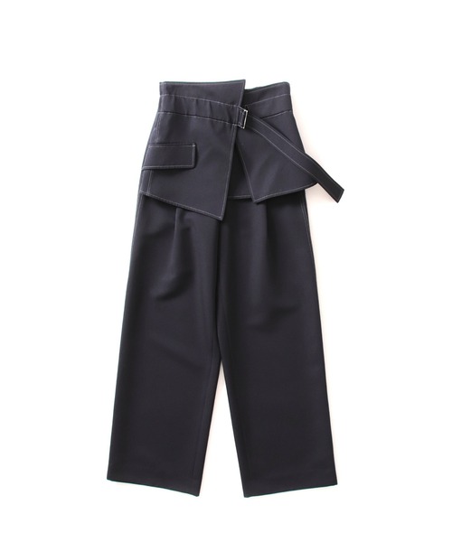 DRESSLAVE(ドレスレイブ)の「drychino stitch skort belted pants(スコートベルト付きドライチノステッチパンツ)(チノパンツ・レディース・ブラック/ライム・38)」の2枚目の写真