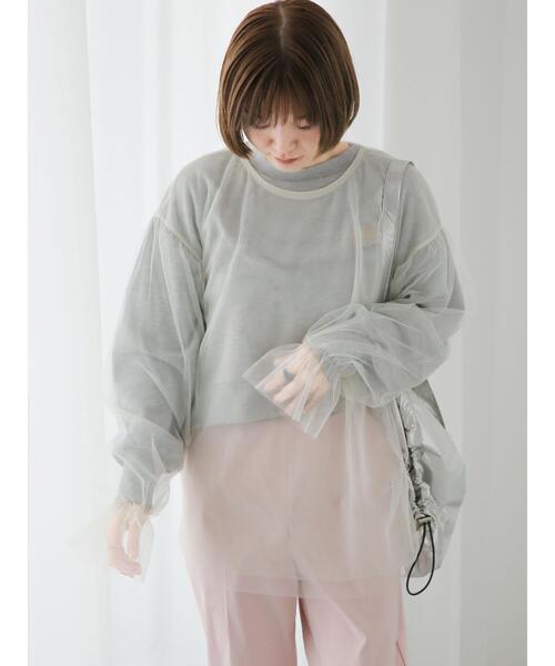 Lugnoncure（ルノンキュール）の「チュール袖パフトップス（Tシャツ/カットソー・レディース・オフホワイト/ブラック・F）」の8枚目の写真