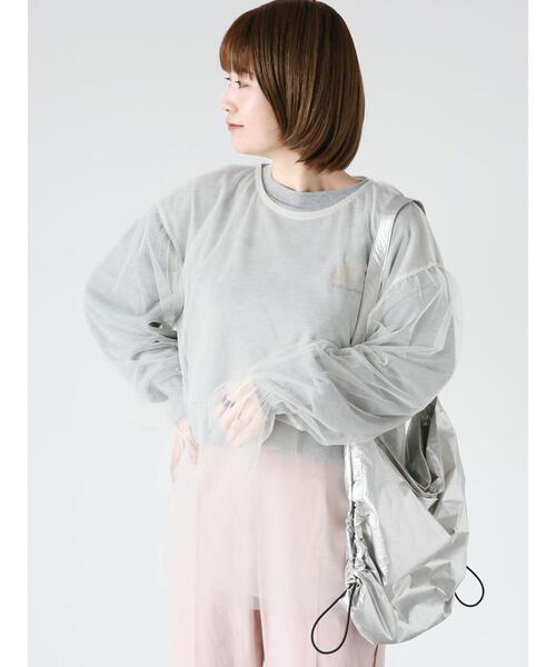 Lugnoncure（ルノンキュール）の「チュール袖パフトップス（Tシャツ/カットソー・レディース・オフホワイト/ブラック・F）」の10枚目の写真