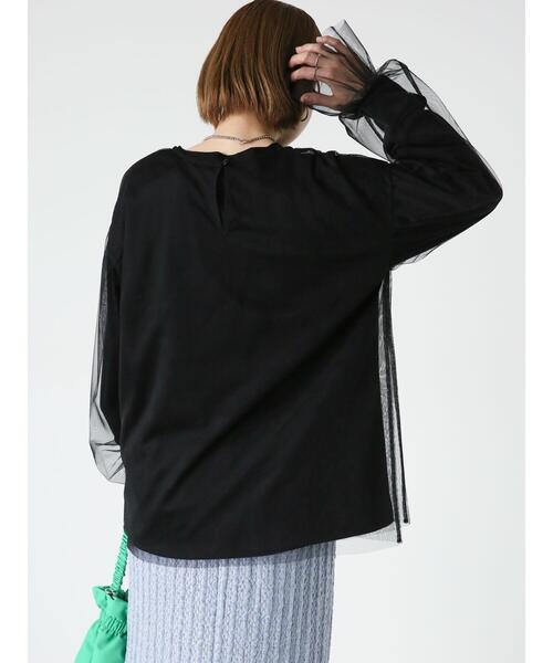 Lugnoncure（ルノンキュール）の「チュール袖パフトップス（Tシャツ/カットソー・レディース・オフホワイト/ブラック・F）」の13枚目の写真