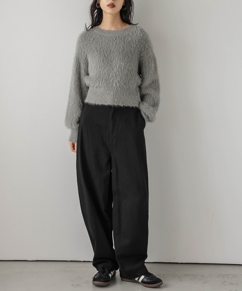 AMELY（エミリー）の「ワイドカーブパンツ（その他パンツ・レディース・ピンク/ブラウン/ベージュ/オリーブ/ブラック・M/L）」の2枚目の写真