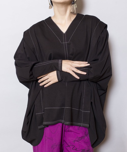 OSMOSIS（オズモーシス）の「ワイドギャザープルオーバー（Tシャツ/カットソー・レディース・カーキ/ブラック/アイボリー・ONE SIZE）」の20枚目の写真