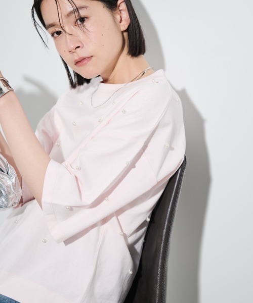 Shelly island(シェリーアイランド)の「パールTシャツ(Tシャツ/カットソー・レディース・ベビーピンク/ブラック・FREE)」の16枚目の写真