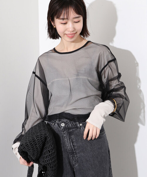 SLOBE IENA（スローブイエナ）の「《WEB限定》シアーチュールブラウス  