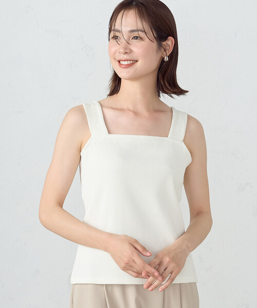 COMME CA ISM(コムサイズム)の「リブ キャミソール(キャミソール・レディース・ホワイト/ブラック・LARGE/MEDIUM)」の2枚目の写真