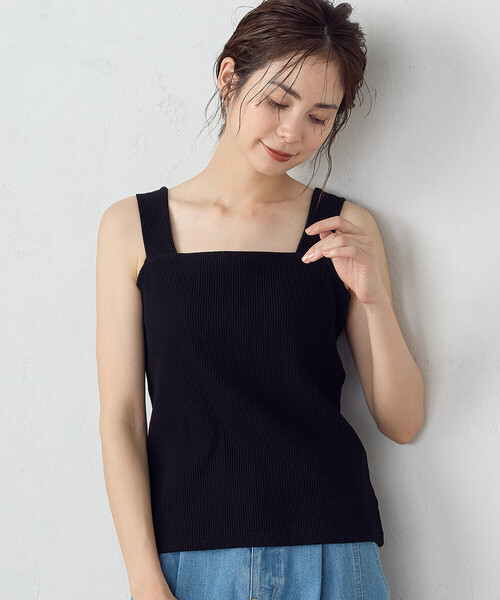 COMME CA ISM(コムサイズム)の「リブ キャミソール(キャミソール・レディース・ホワイト/ブラック・LARGE/MEDIUM)」の1枚目の写真