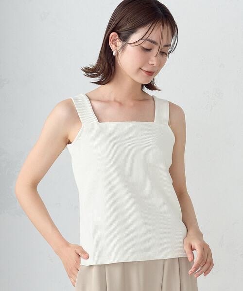 COMME CA ISM(コムサイズム)の「リブ キャミソール(キャミソール・レディース・ホワイト/ブラック・LARGE/MEDIUM)」の6枚目の写真
