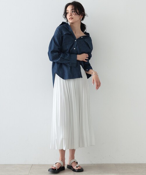 GALLEST（ギャレスト）の「◆ミドル丈ダンガリーシャツ（シャツ/ブラウス・レディース・ライトブルー/ネイビー・38）」の7枚目の写真