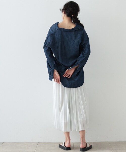 GALLEST（ギャレスト）の「◆ミドル丈ダンガリーシャツ（シャツ/ブラウス・レディース・ライトブルー/ネイビー・38）」の9枚目の写真