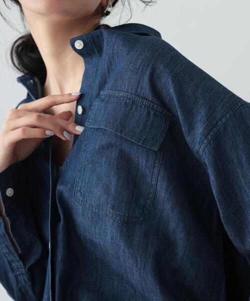 GALLEST（ギャレスト）の「◆ミドル丈ダンガリーシャツ（シャツ/ブラウス・レディース・ライトブルー/ネイビー・38）」の10枚目の写真