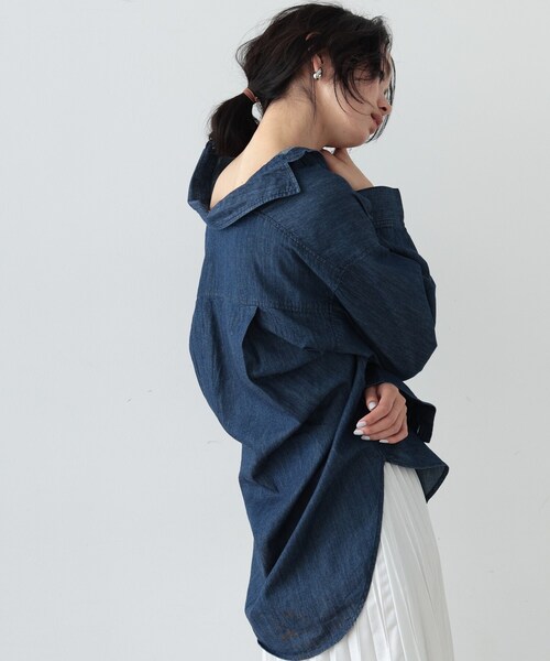 GALLEST（ギャレスト）の「◆ミドル丈ダンガリーシャツ（シャツ/ブラウス・レディース・ライトブルー/ネイビー・38）」の11枚目の写真